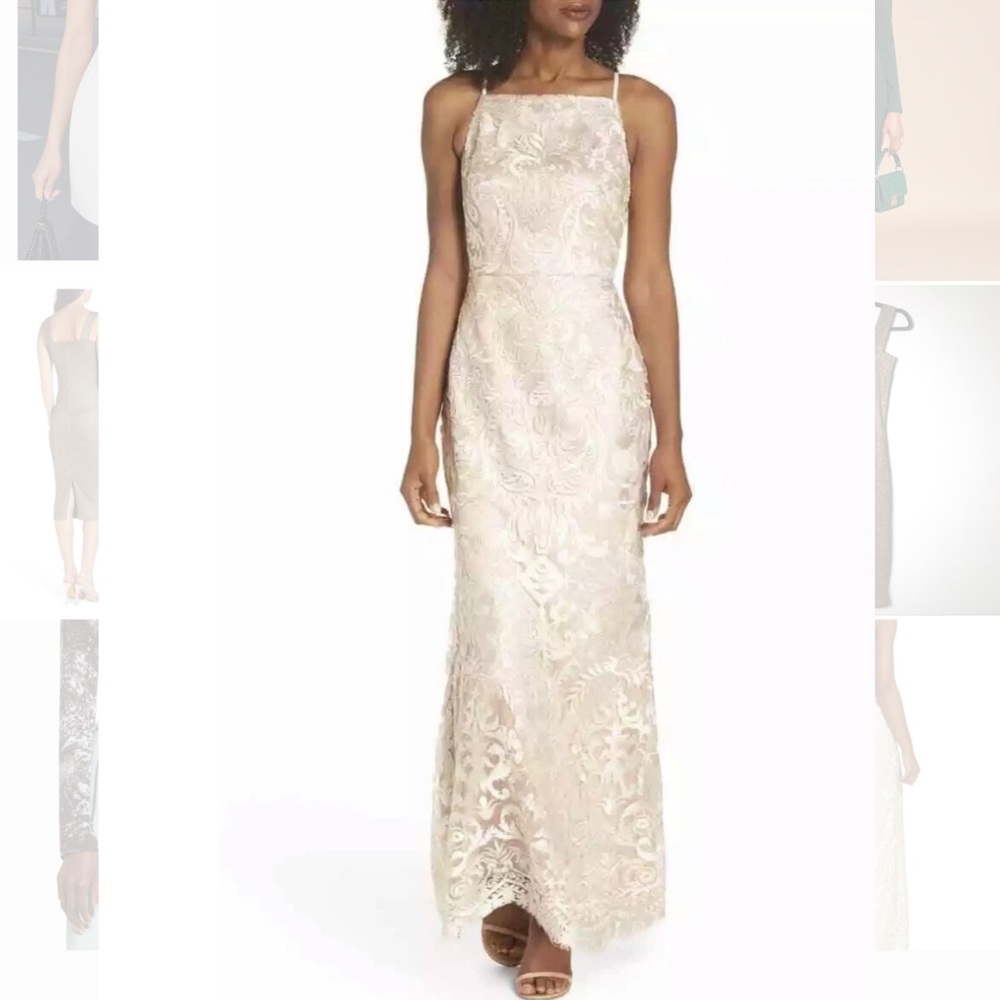 Vince Camuto Champagne Lace Maxi Dress